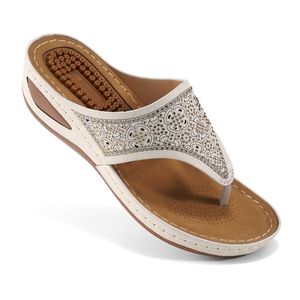 New Ecetana Womens Sandals Flip Flops with Arch Support Cushion Rhinestones EU39